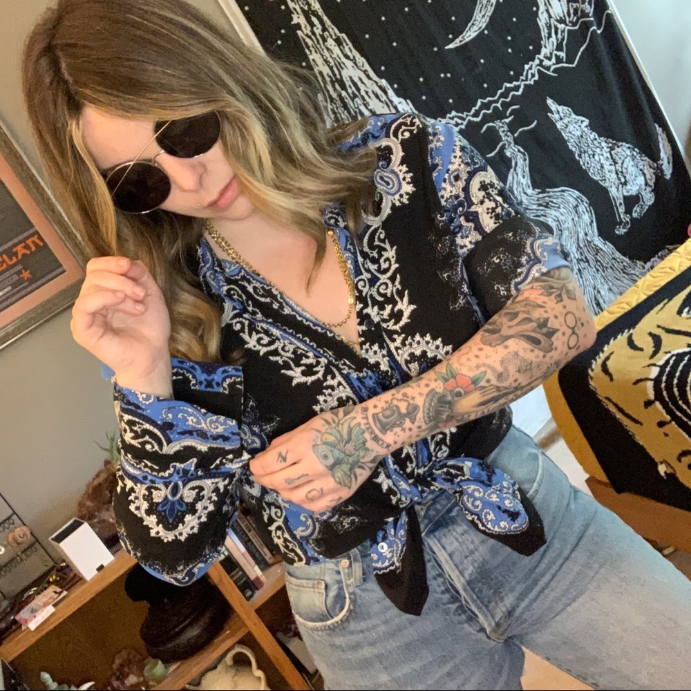 Oversized resort pattern button up